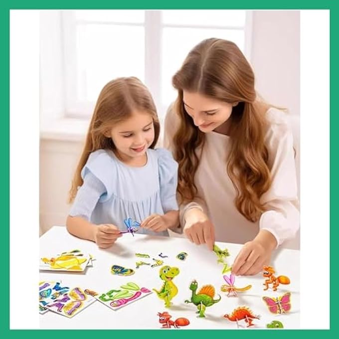 4 SET EDUCATIONAL 3D CARTOON PUZZLE, 3D CARTOON PUZZLES, ANIMALS, DINOSAURS, AIRPLANES, INSECTS 3D PUZZLES, GOOD GIFTS FOR BOYS & GIRLS - Image 2